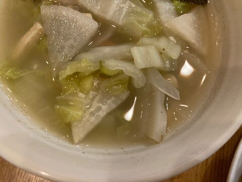大根と白菜とたまねぎと高野豆腐のスープ